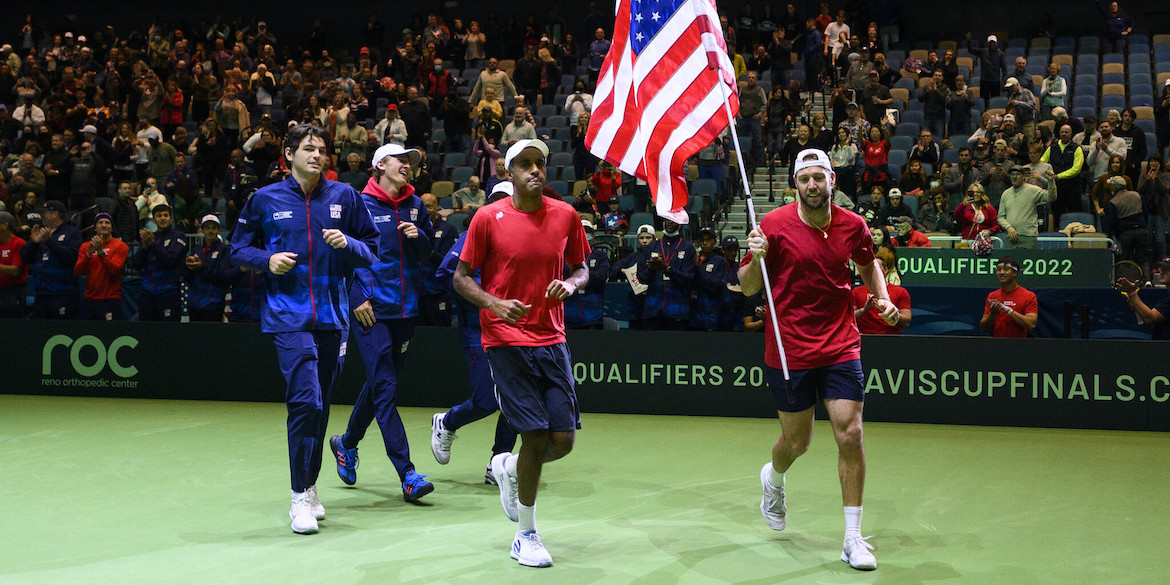 March 5, 2022 - Taylor Fritz, Sebastian Korda, Tommy Paul, Rajeev Ram, Jack Sock during the 2022 Davis Cup by Rakuten Qualifying at the Reno Events Center in Reno, Nevada.