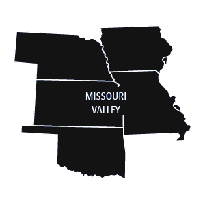 A map of the area that USTA Missouri Valley covers.